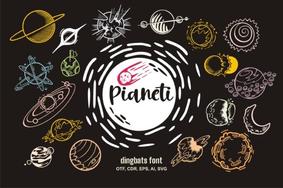 Pianeti Font: Creative Dingbats for Web Design